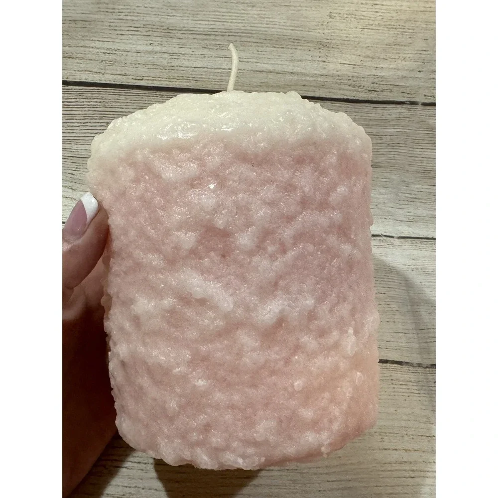 Lot of 2 Warmglow Cake Candles Large & Votive Size Never Burned Pink White Tub10